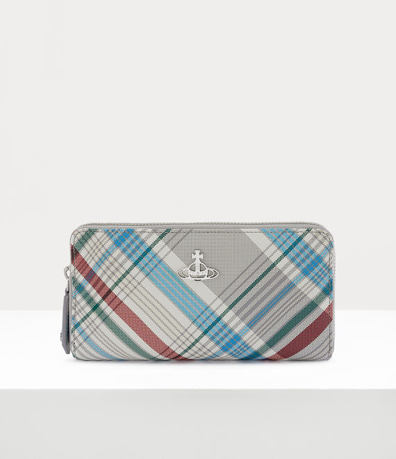 Vivienne Westwood Saffiano Print Classic Zip Round Wallet in madras check